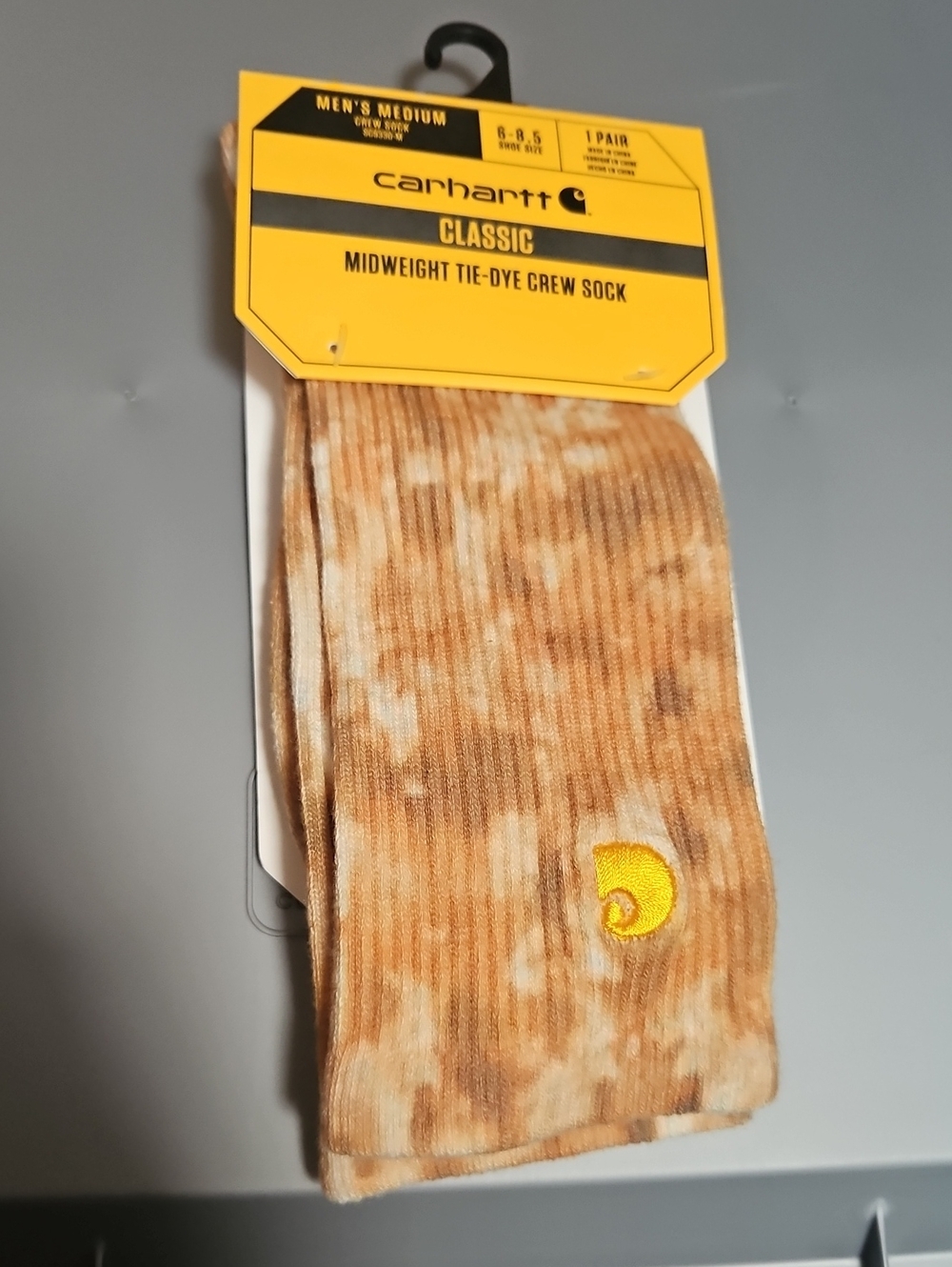 Carhartt Tie Dye Crew Socks: MALT KHAKI: NWT: SZ M: Womens 7-9.5 Mens 6-8.5